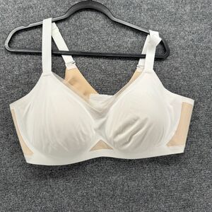 Honey Love Bra Womens‎ 44C/D Wire Free CrossOver White Beige Mesh Trim